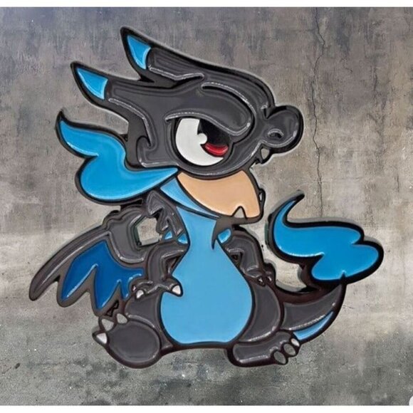 Toon Shiny Charizard Enamel Pin - Vibrant Pokemon Inspired Collectible - Picture 2 of 6